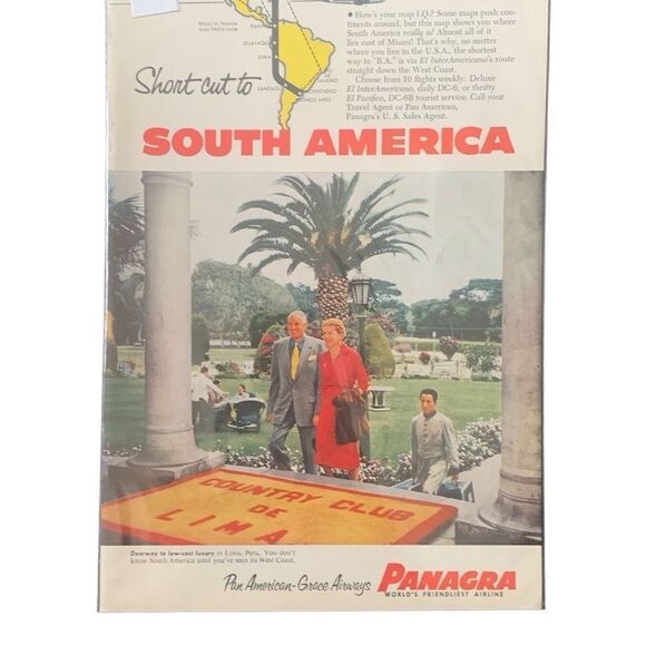 Vintage 1954 Pan American Grace Airways Friendliest Airline Ad Advertisement - Picture 4 of 4